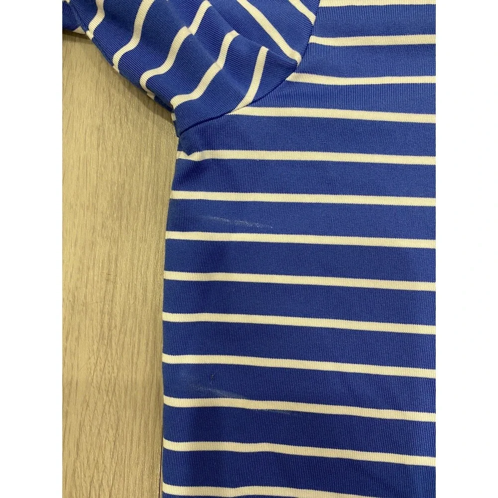 Polo Golf Ralph Lauren Shirt Mens Medium Performance Striped Blue Quail Hollow M